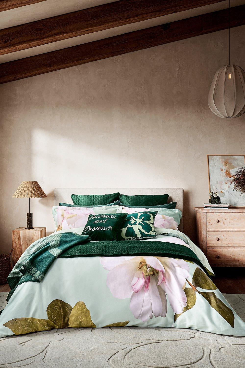 'Gardenia Floral' Cotton Sateen Duvet Cover Set